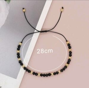 Elegant Adjustable Black and Gold‎ Beaded Bracelet For Women And Men